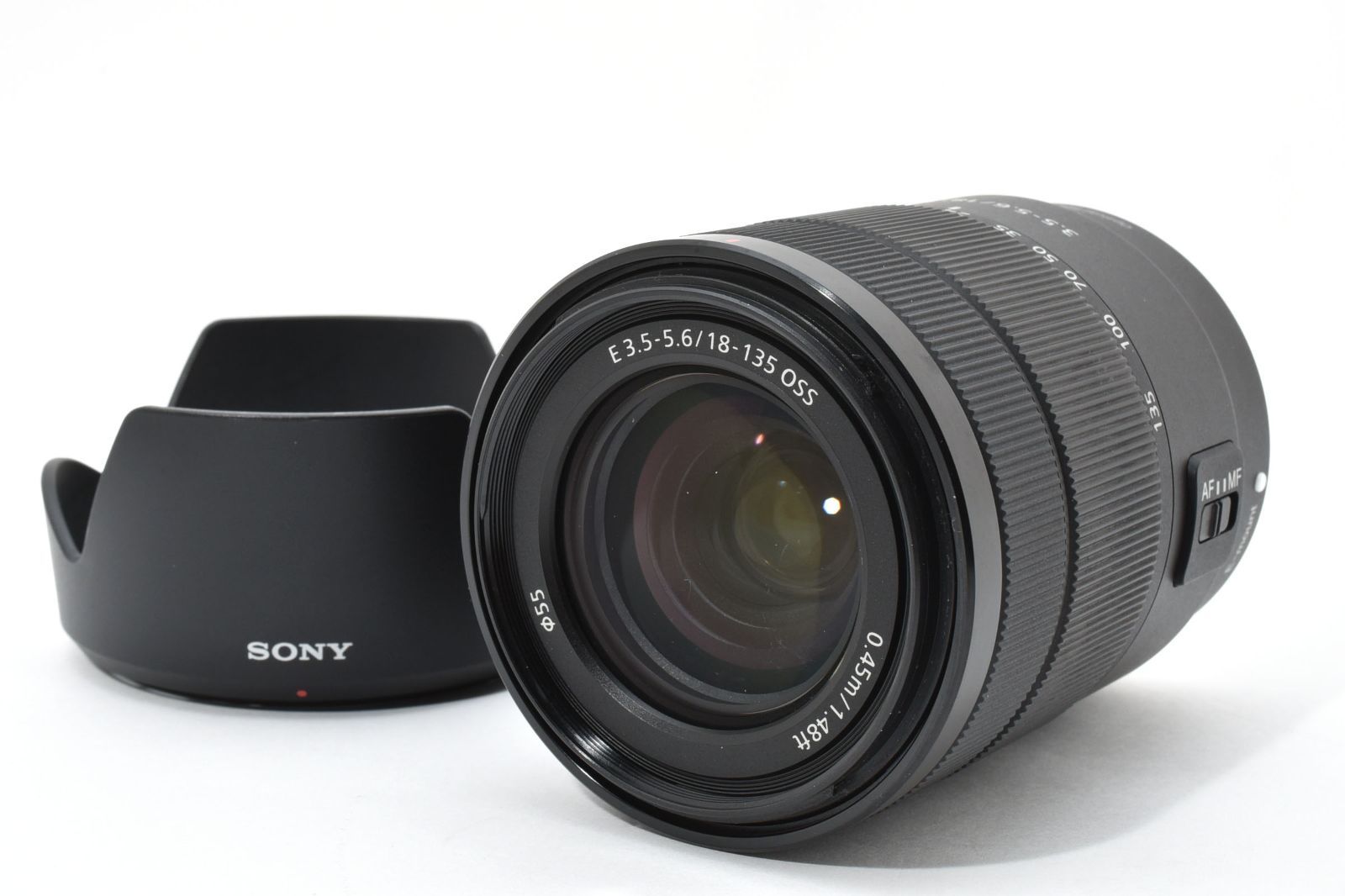 上 ソニー SONY E 18-135mm F3.5-5.6 OSS SEL18135 レンズフード付き 完動品 44P15A510018