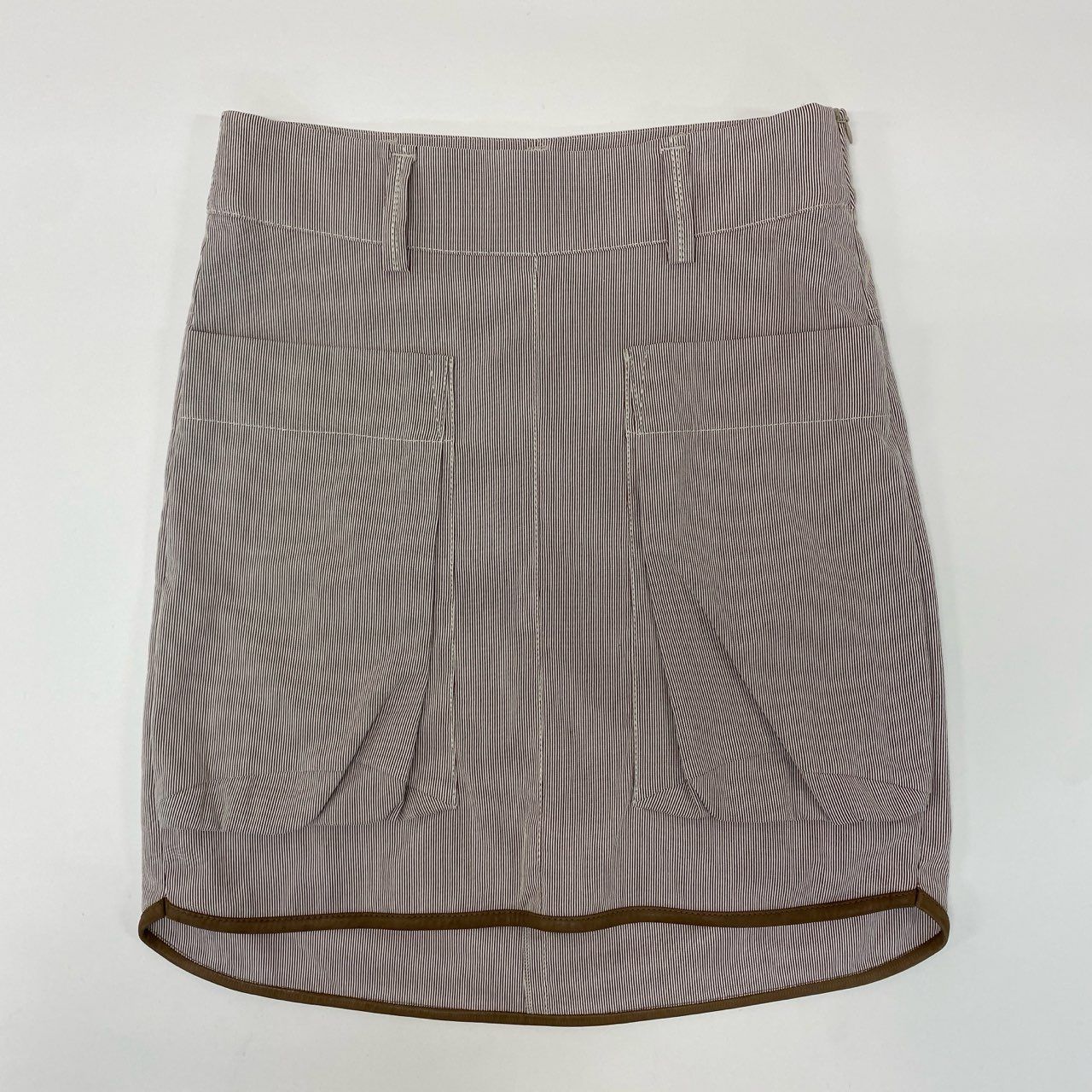 23i17 BRUNELLO CUCINELLI ブルネロクチネリ レザーパイピング フ スカート ミニスカート 台形スカート サイズ38 アイボリー系 コットン レディース イタリア製u02t