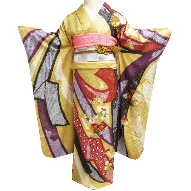 七五三七歳‼️豪華正絹絞り‼️駒刺繍草花文❤️金糸刺繍煌びやか圧巻セット 振袖 襦袢 2点 セット 着物 中古 金駒刺繍 汕頭刺繍 十日町 絞り