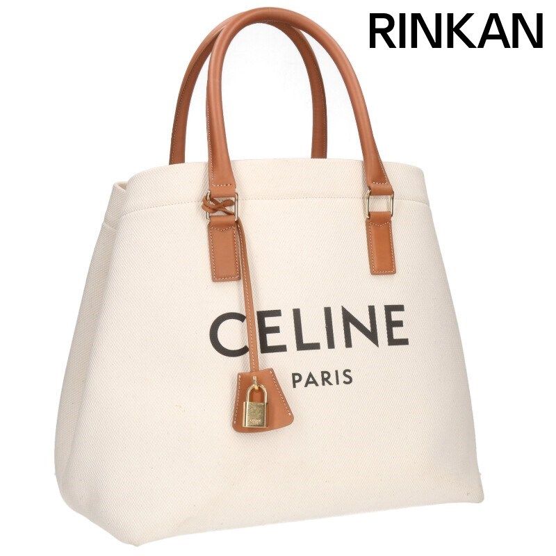 セリーヌ ホリゾンタルカバ ロゴプリントキャンバスハンドバッグ メンズ