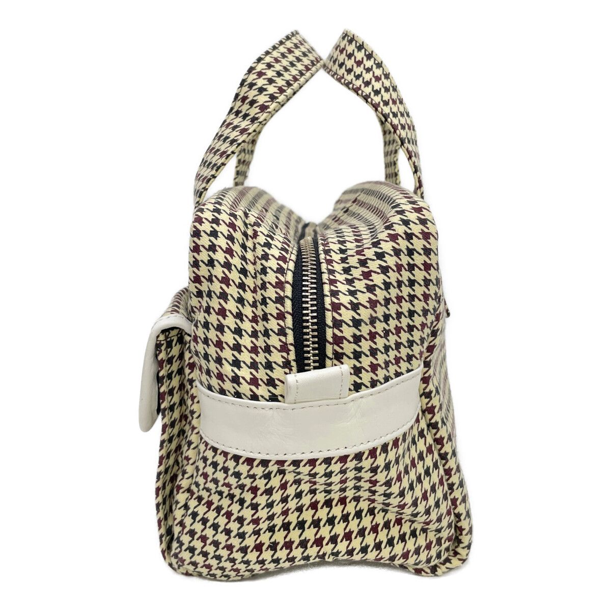 中古 パーリーゲイツ PEARLY GATES カートバッグ ベージュ系×黒×ワイン