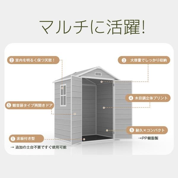 物置 大型樹脂製物置 屋外倉庫 大型倉庫 戸外収納庫 3500L大容量 防水 耐侯 収納 頑丈 窓付き ガーデンボックス 収納 保管 家庭用 庭 爆買 床板付き