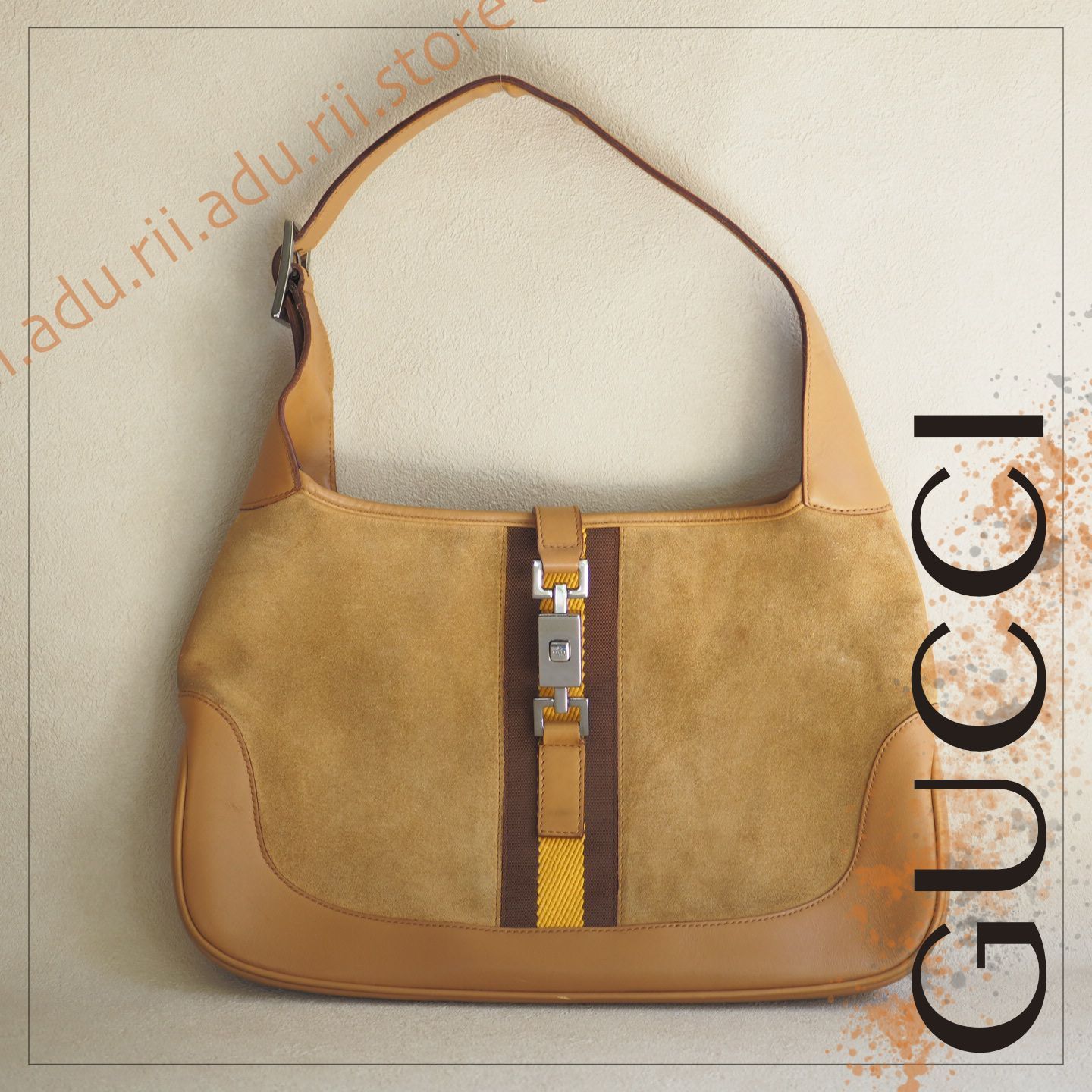 【綺麗】グッチ ハンドバッグ ジャッキーライン スウェード  ピンクベージュGUCCI