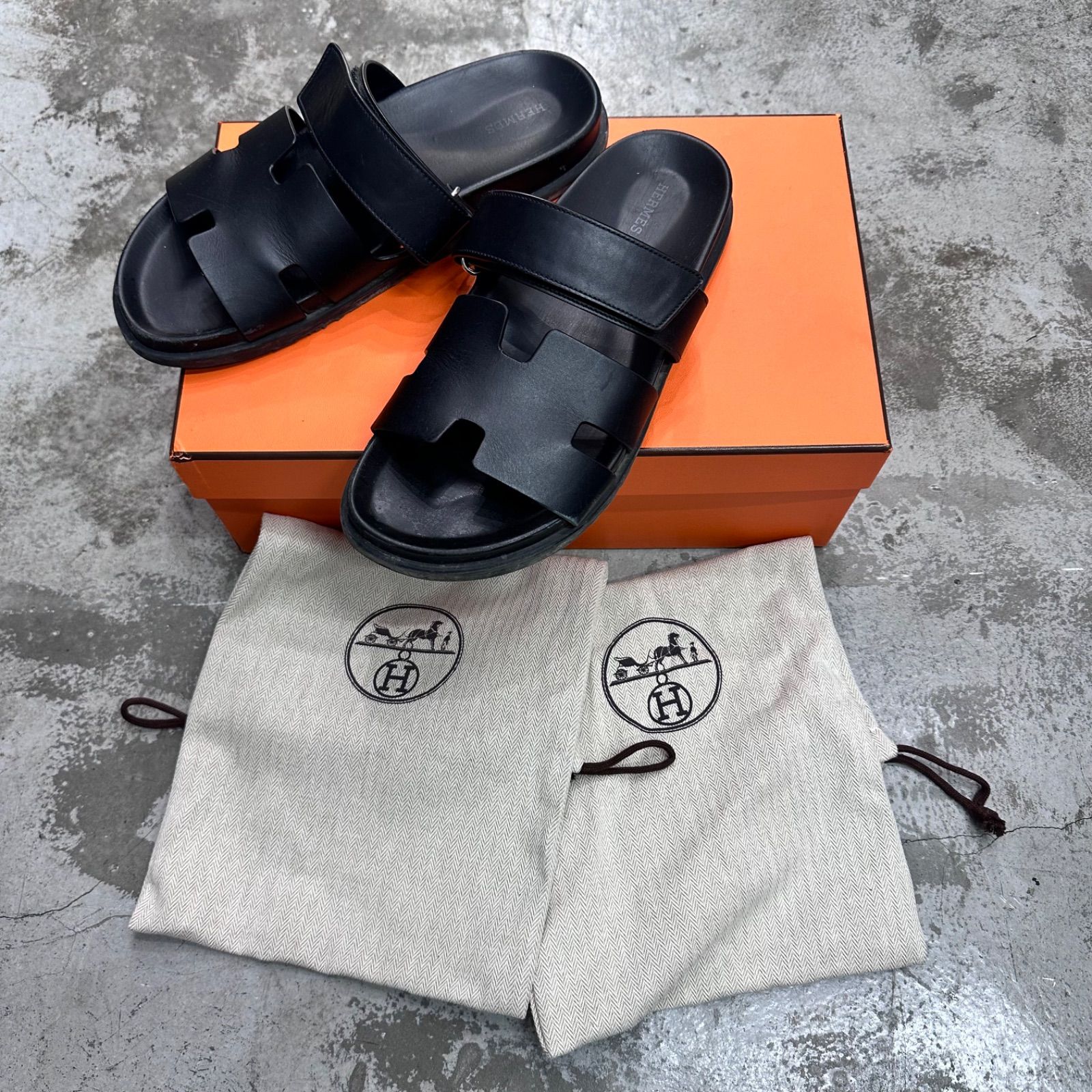 参考上代152600円 HERMES カーフレザー シプレ サンダル
