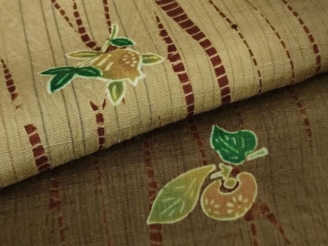 平和屋着物□極上 伝統工芸士 七代目 吉澤与市 紬 杢目絞り 成り物 柿