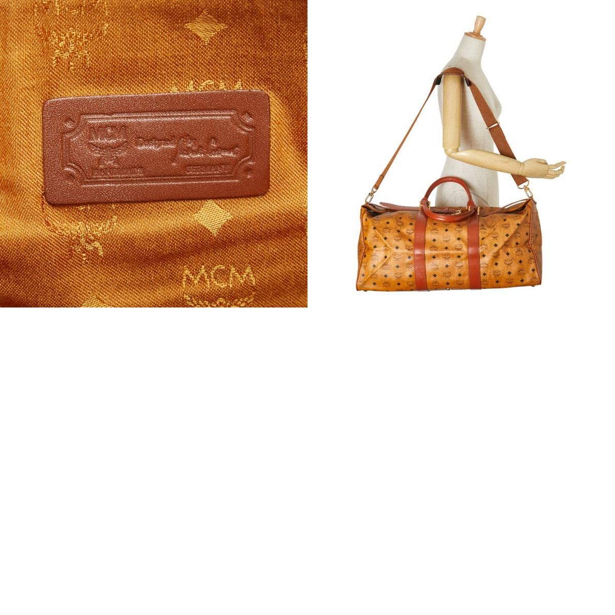 魅了される エム シー エム ヴィセトス ロゴグラム ボストンバッグ ショルダーバッグ 2WAY ブラウン PVC レザー レディース MCM 1-0234976 【激安セール】