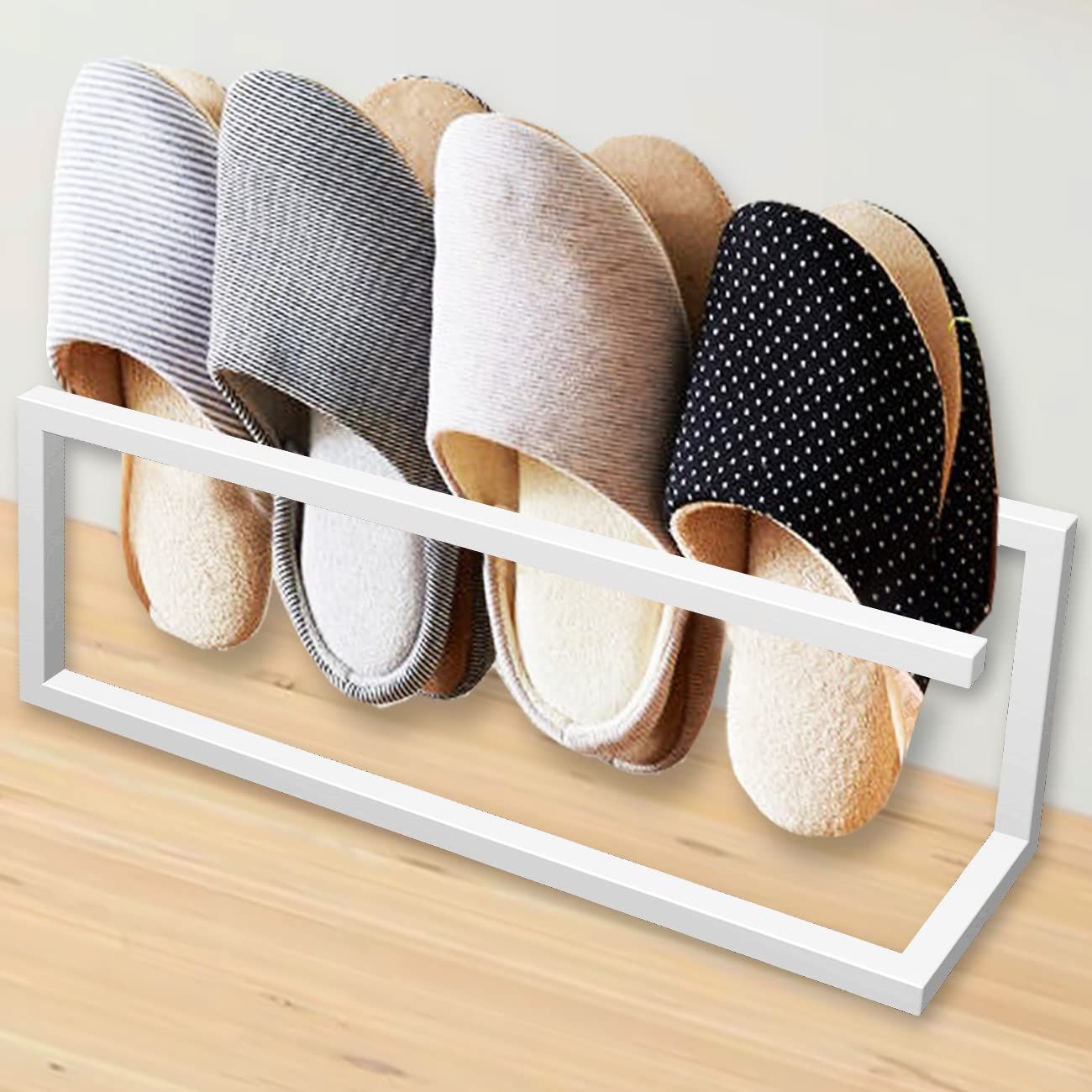 【人気商品】おしゃれ スリッパたて ホルダー 来客用 収納 省スペース ホテル スリム 室内 スリッパラック スリッパラック 浴室 42x10x14cm 玄関 (白) 4足用