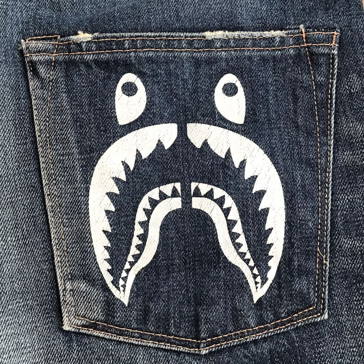 シャーク デニム パンツ Mサイズ a bathing ape BAPE shark denim ...