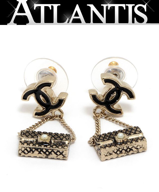 CHANEL マトラッセピアス 美品 シャネル ココマーク マトラッセバッグ スイング ピアス【60436