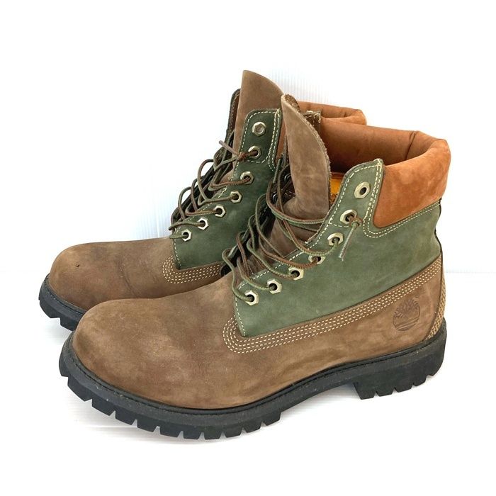 Timberland ティンバーランド 6インチプレミアムブーツ ヌバックレザー ダークブラウン グリーン ブラウン A135L Size 28cm