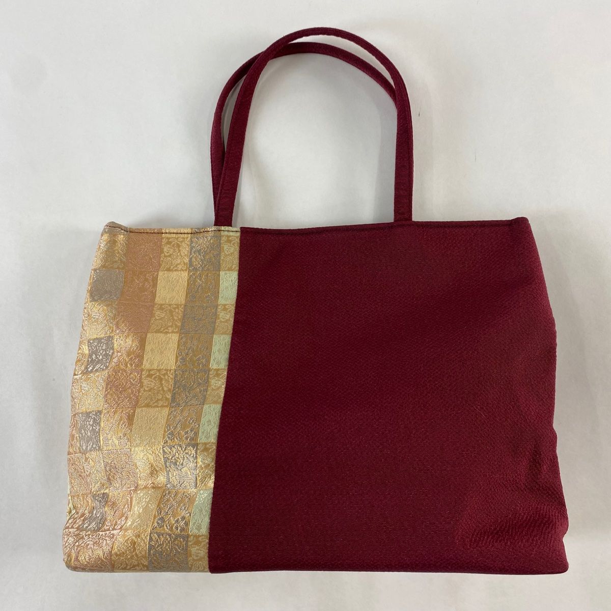 和装バッグ 優品 フォーマル 草花 箔 えんじ色 正絹 和装小物