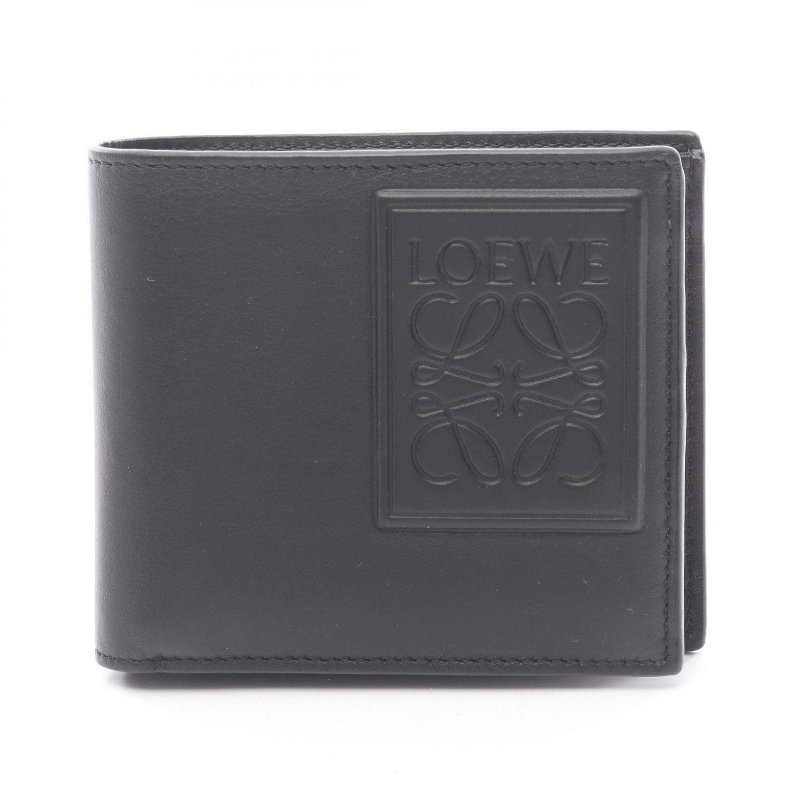 ロエベ LOEWE 二つ折り財布 バイフォールド C565501X05 ブラック レザー バイフォールド コインウォレット メンズ Used A