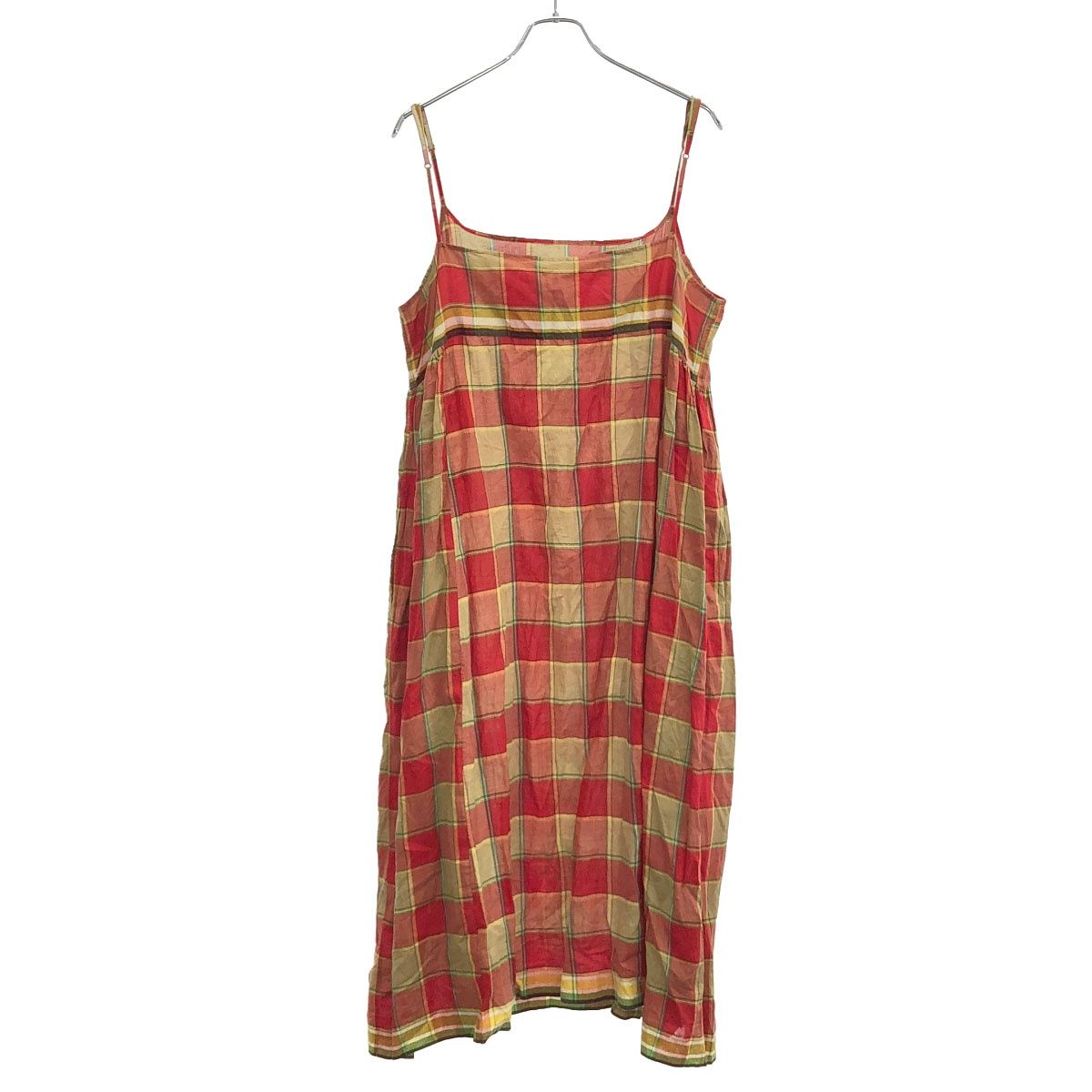 injiri インジリ 23SS チェック柄コットンキャミソールワンピース 23040450003010 レッド系 XL