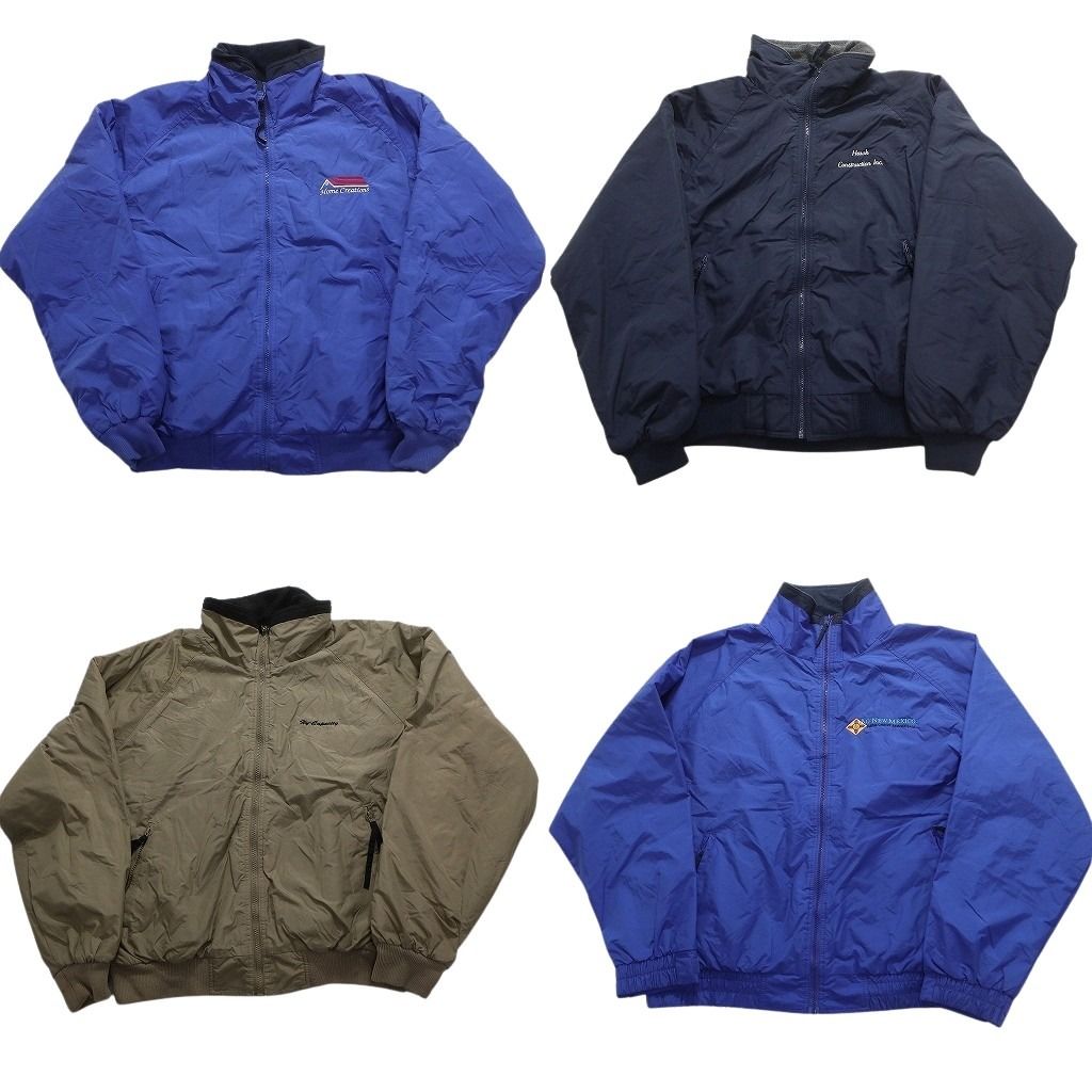 古着卸 まとめ売り 裏地フリース ジャケット 4枚セット (メンズ Ⅼ ) シェルドシンチラ型 ワンポイントロゴ カラー MW7811