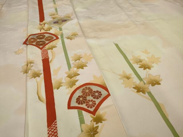 【訪問着】 未使用品✨刺繍・笹竹文・暈し染め・金銀彩・正絹❣️逸品No.1331 訪問着】 未使用品✨刺繍・笹竹文・暈し染め・金銀彩・正絹