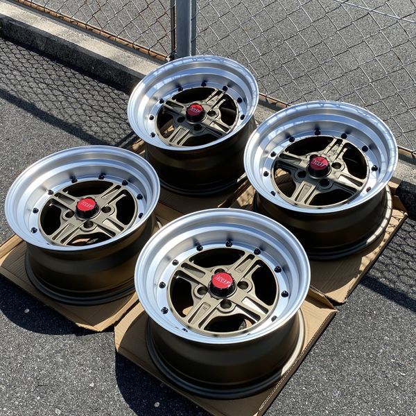 旧車スタイルホイール!! 数量 !! カスタムサイズ 15×8.0J±0 PCD100 4穴 15インチ ホイール4本セット 4穴スポーツなど