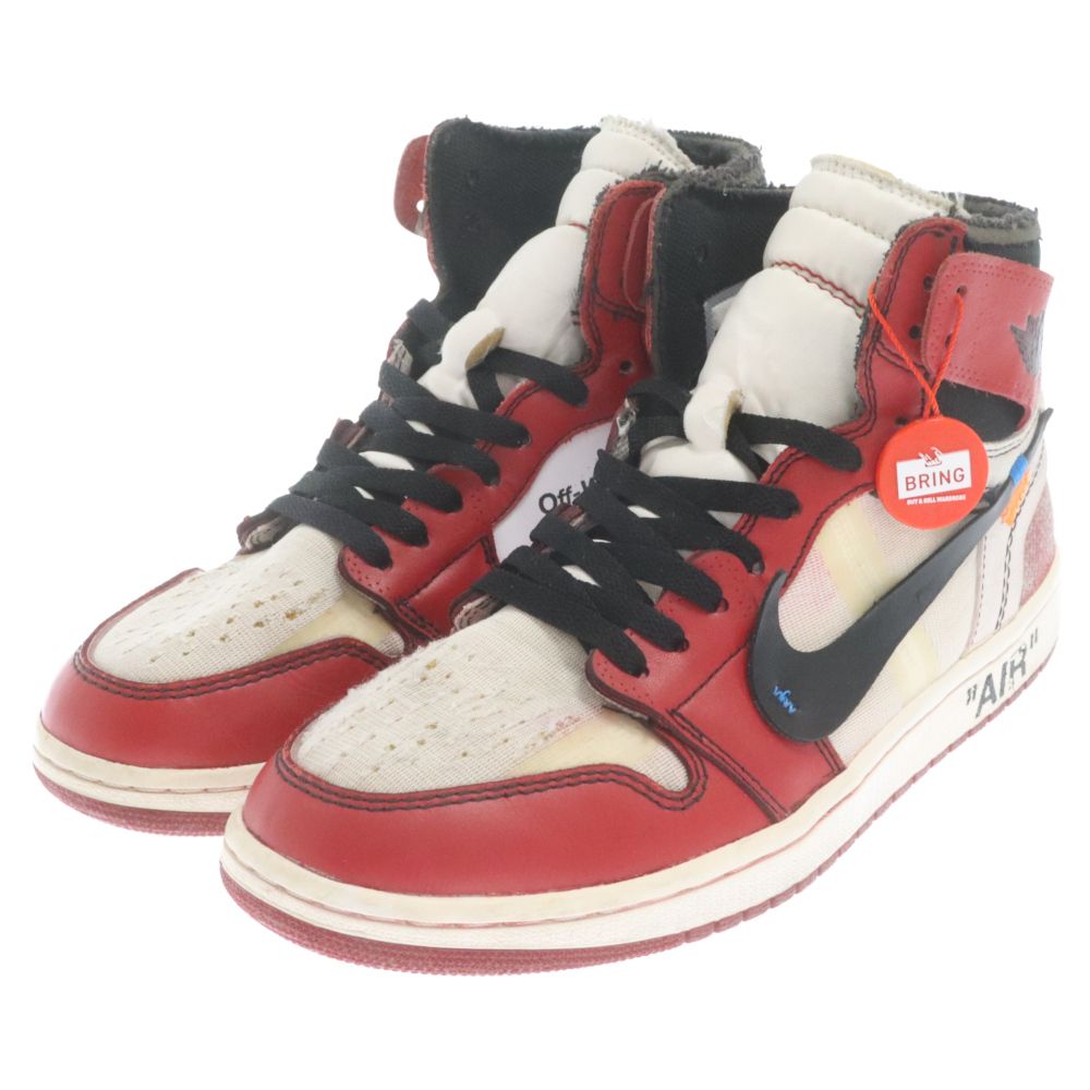 NIKE (ナイキ) ×OFF-WHITE THE 10 AIR JORDAN 1 CHICAGO AA3834-101 オフホワイト ザテン エアジョーダン1 シカゴ ハイカットスニーカー US8.5/26.5cm ホワイト/レッド