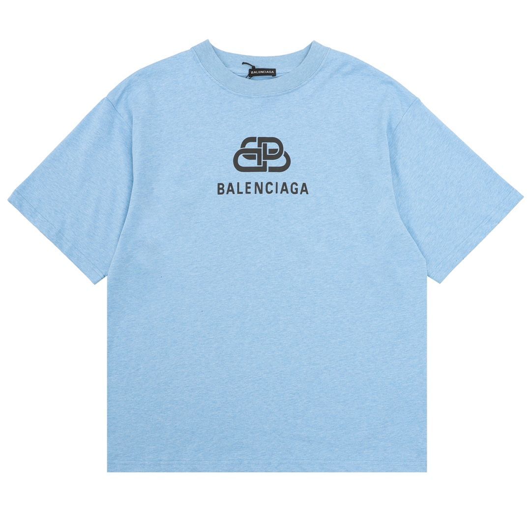 新品 BALENCLAGA バレンシアガ ボタンプリント 半袖Tシャツ ブルー 男女兼用