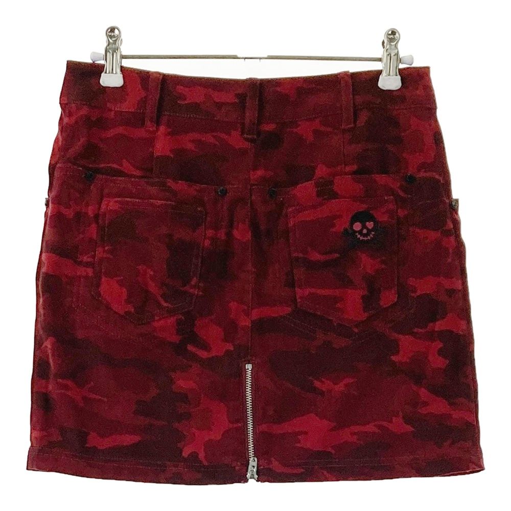MARK&LONA スカル カモフラ ゴルフスカート 38 迷彩 ストレッチ 赤 サイズ：1 DANCE WITH DRAGON ダンスウィズドラゴン ストレッチ