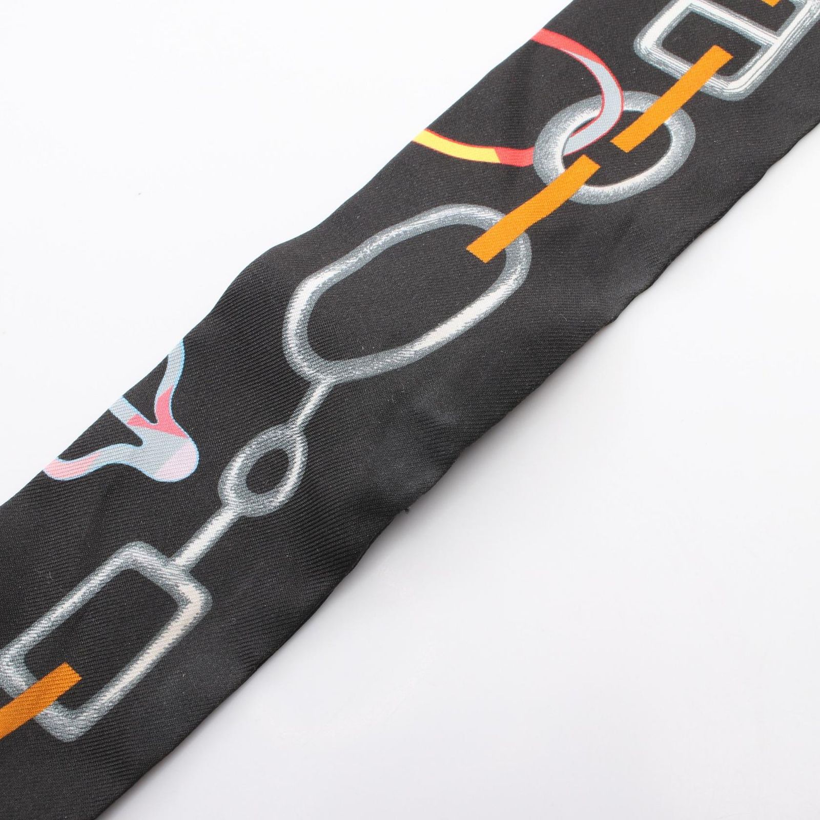 エルメス HERMES スカーフ ツイリー DO RE BOUCLES ブラック シルク