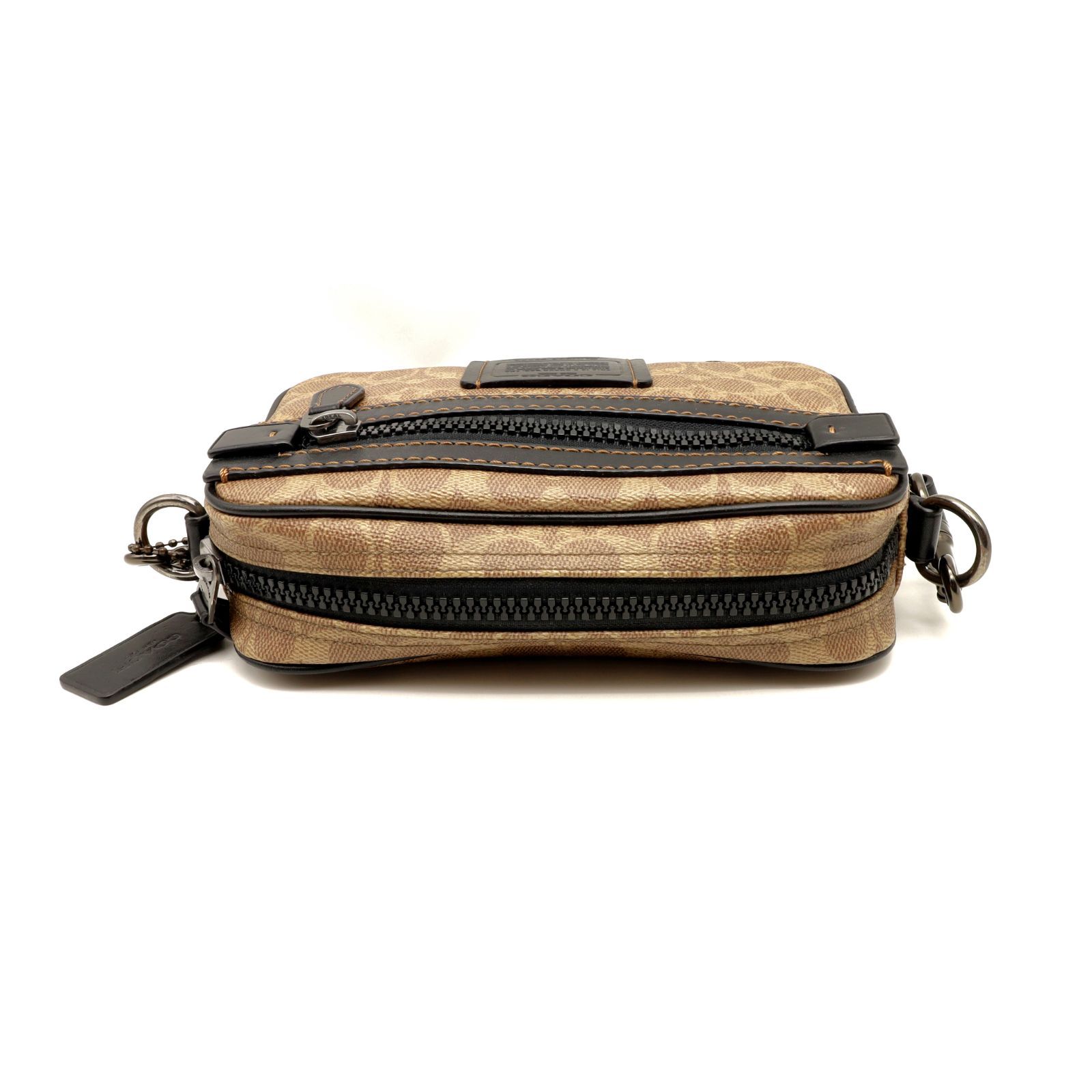 美品 COACH コーチ メンズ ショルダーバッグ アカデミー シグネチャー 