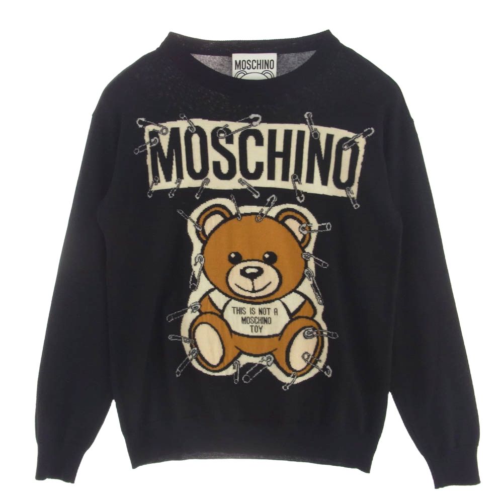 MOSCHINO モスキーノ イタリア製 BEAR ベア 安全ピン ロゴ ニット  