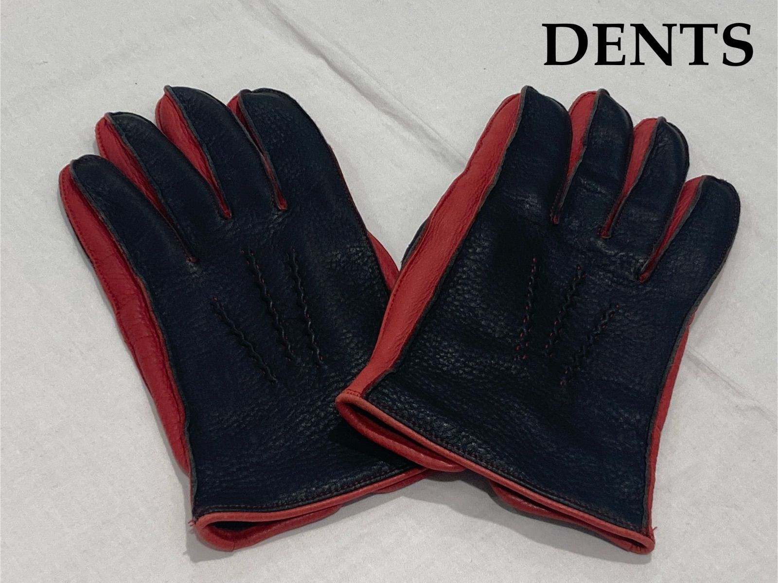 DENTS デンツ レザーグローブ 手袋 THE Heritage Collection ヘリテージコレクション Fine Leather レザー Scottish Cashmere スコティッシュカシミヤ イングランド製 黒 ブラック 赤 レッド