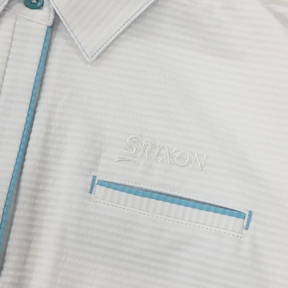 Lサイズ　白　青SRIXON スリクソン　レディース 半袖シャツ  ゴルフウェア スリクソン(SRIXON)ゴルフウェア 半袖 パネルバイアスボーダー
