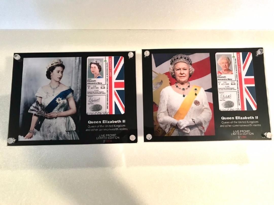 エリザベス女王 イギリス王室 IDカード フレーム4枚セット - 置物