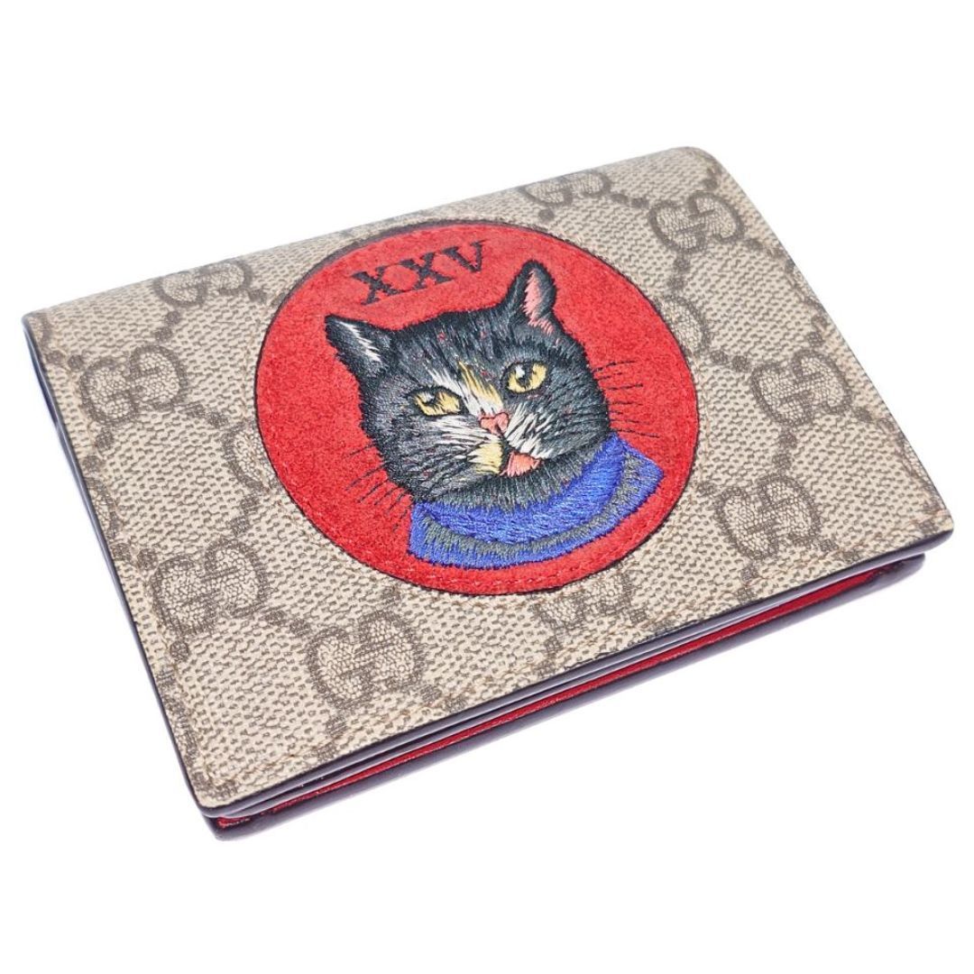 GUCCI グッチ 二つ折り 財布 ミスティックキャット GGスプリーム