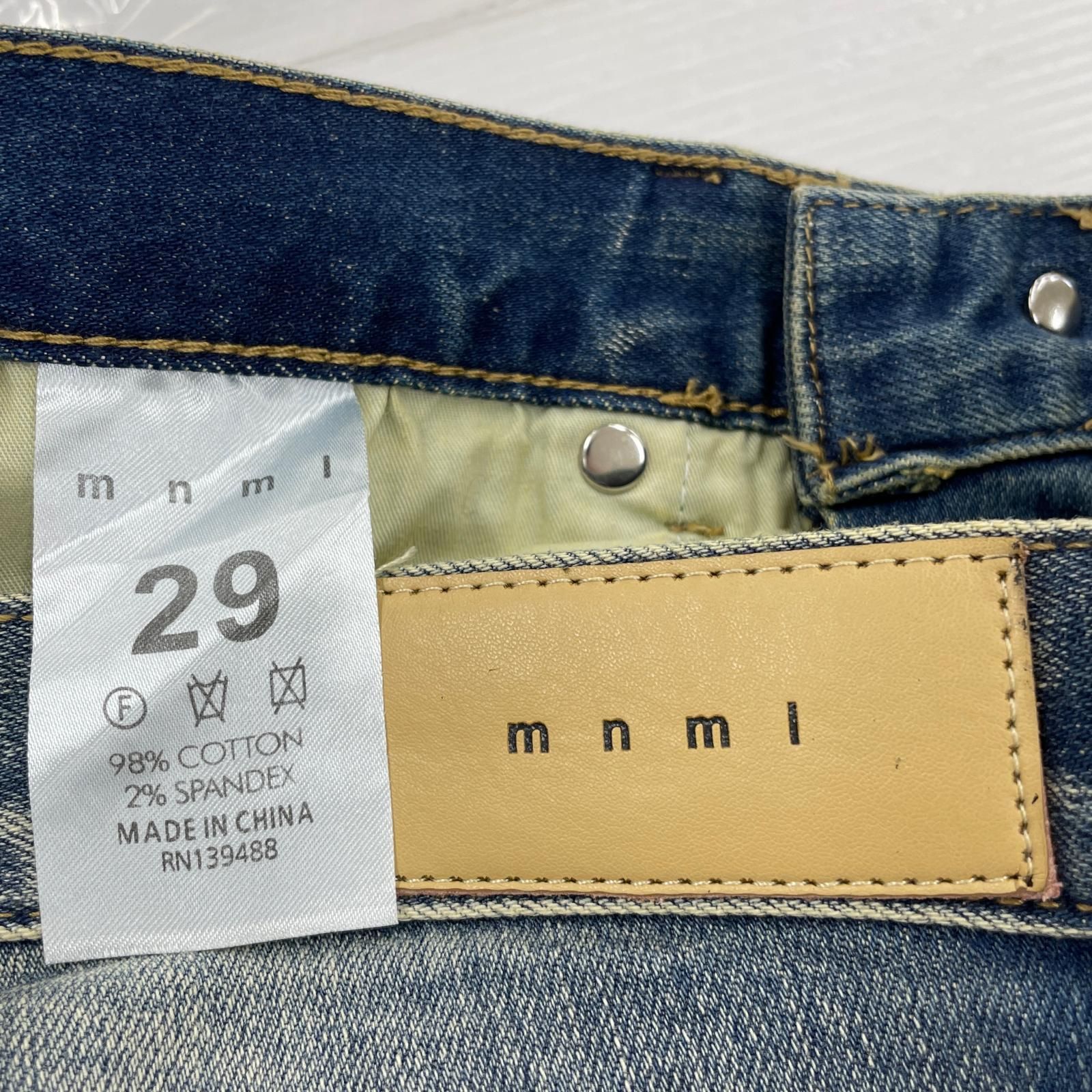mnml ダメージ加工デニムパンツ 30 mnml ミニマル デニム ジーンズ スリムフィット クラッシュ