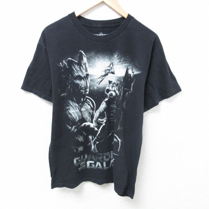 L/古着 半袖 Tシャツ メンズ マーベル ガーディアンズオブギャラクシー コットン クルーネック 黒 ブラック 24jun11 中古