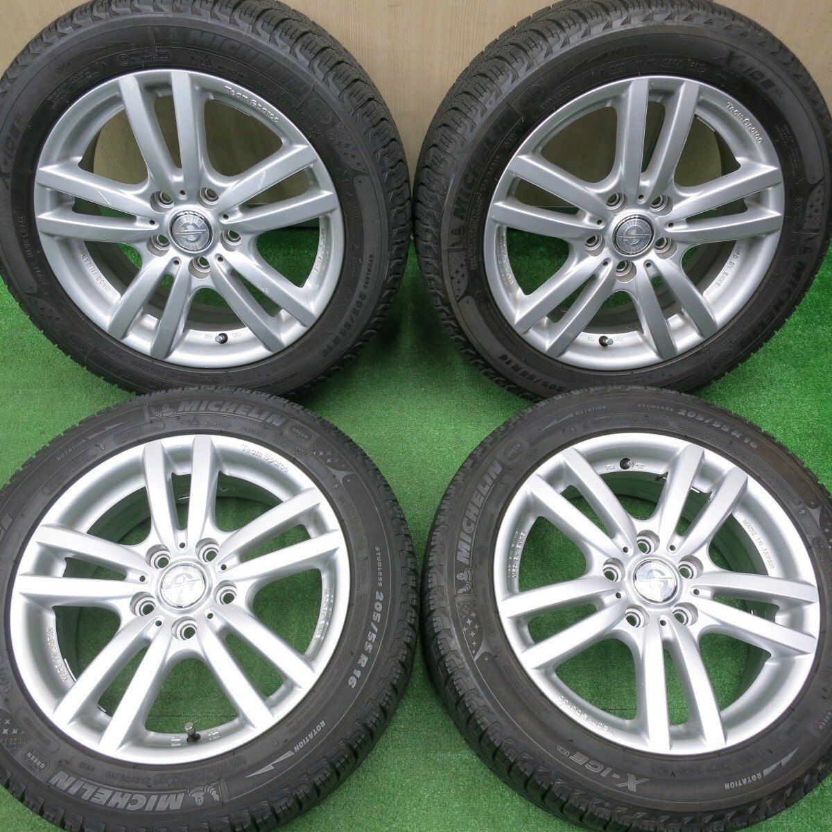 バリ溝 キレイ 8.5分 アウディ 等 Team Sparco CRIMSON ENKEI 205 55R16 スタッドレス ミシュラン X-ICE XI3 16インチ PCD112 5H 4121302NJス