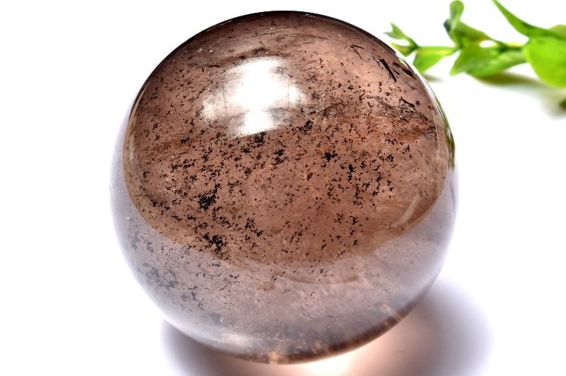 1点物】迫力サイズ！ スモーキークォーツ茶水晶 60mm 丸玉(台座