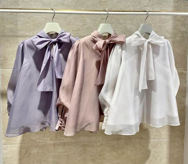 トップス シャツ ブラウス シフォンシャツ 袖あり 長袖 パフスリーブ ハイネック リボン ふんわりシルエット くすみカラー エレガント 大人可愛い 上品 プルオーバー 透け感 モテ きれいめ 大人女子 ラブリー キュート 無地 春 秋 10代 20代 30代 40代 レディース 女子用 トップス シャツ ブラウス シフォンシャツ 袖あり 長袖 パフスリーブ
