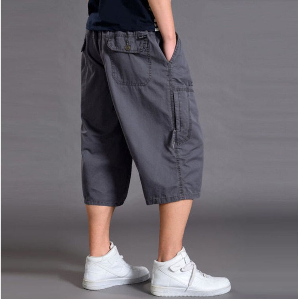2131チャコール  XL  ハーフパンツ メンズ ゆったり ショートパンツ メンズ ハーフパンツ 七分丈パンツ カーゴパンツ ウェストゴム クロップドパンツ ボトムス シンプル 無地 コットン 綿 パンツ ズボン カジュアルパンツ 男性 おしゃれ