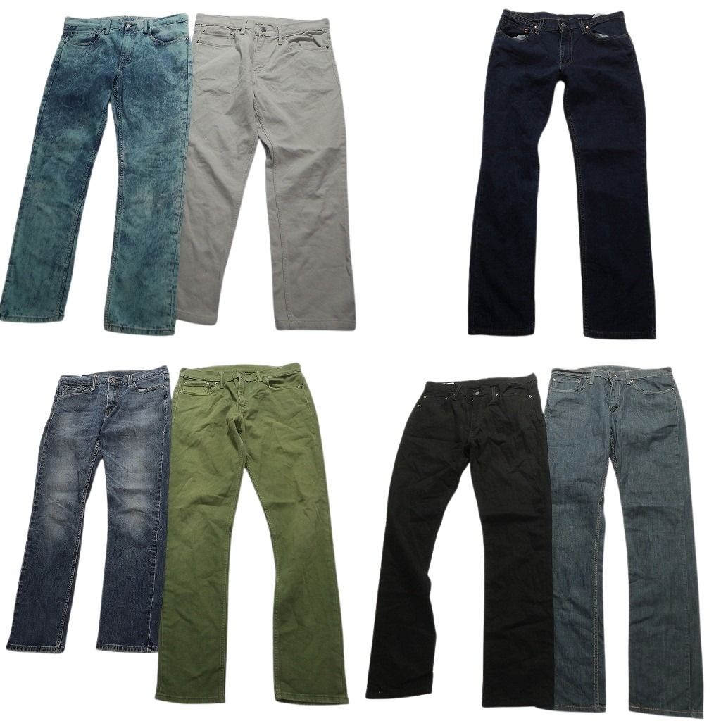 古着卸 まとめ売り リーバイス 511 デニム パンツ 7枚セット (メンズ 33 /34 ) カラーデニム ブラックデニム フェード 中古 古着 MY1823