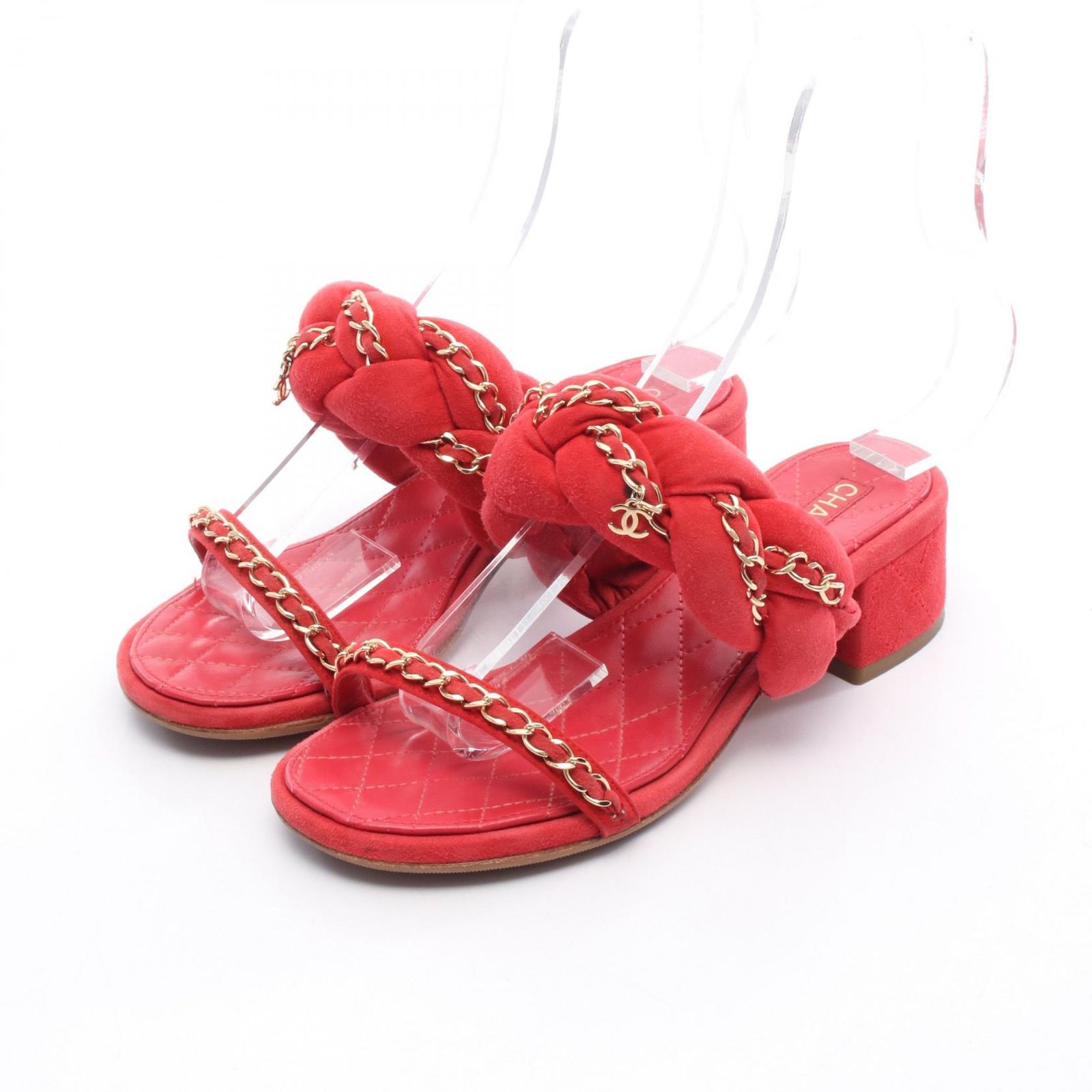 CHANEL レッド サンダル 38C CHANEL レッド サンダル 38C Chanel Flip Flops Thongs Leather/rubber