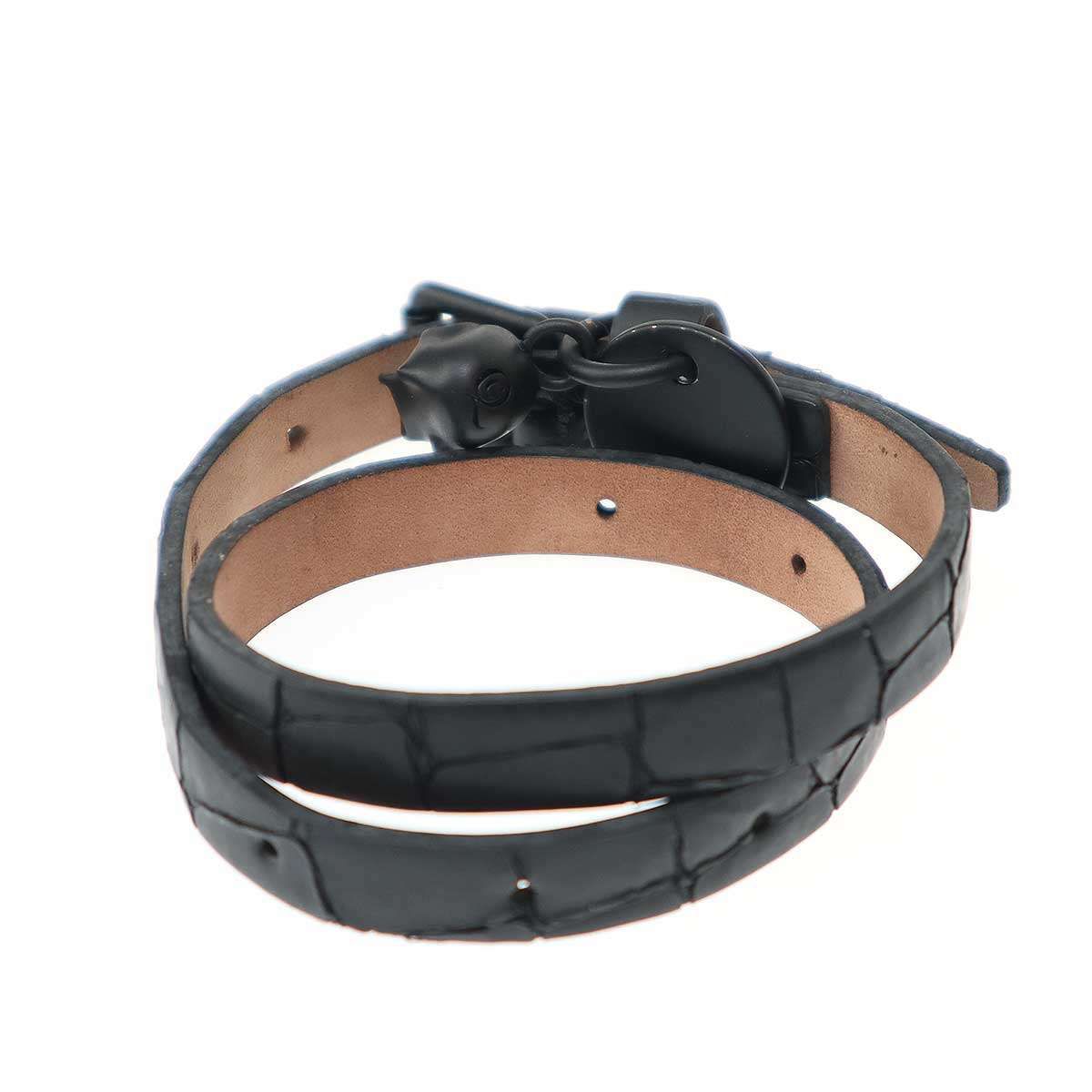 アレキサンダーマックイーン　スカル　レザー　ブレスレット　黒　未使用 中古・古着通販】ALEXANDER McQUEEN (アレキサンダー