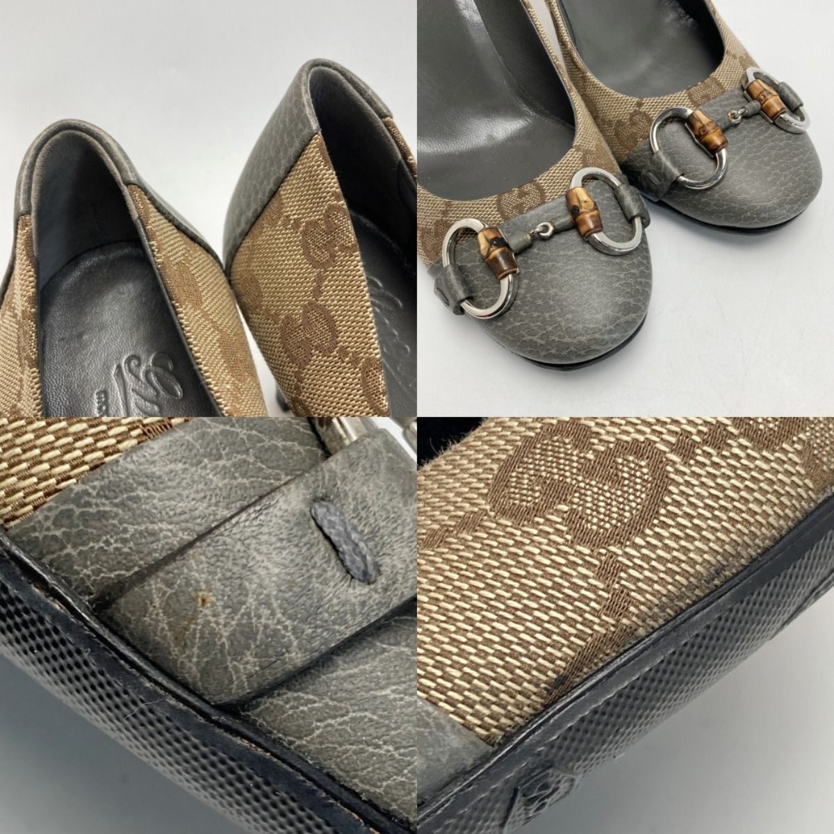 定番✨️ グッチ ホースビット GGキャンバス パンプス 37.5 正規品 極美品 グッチ 37 5C 約24㎝ ホースビット レザー