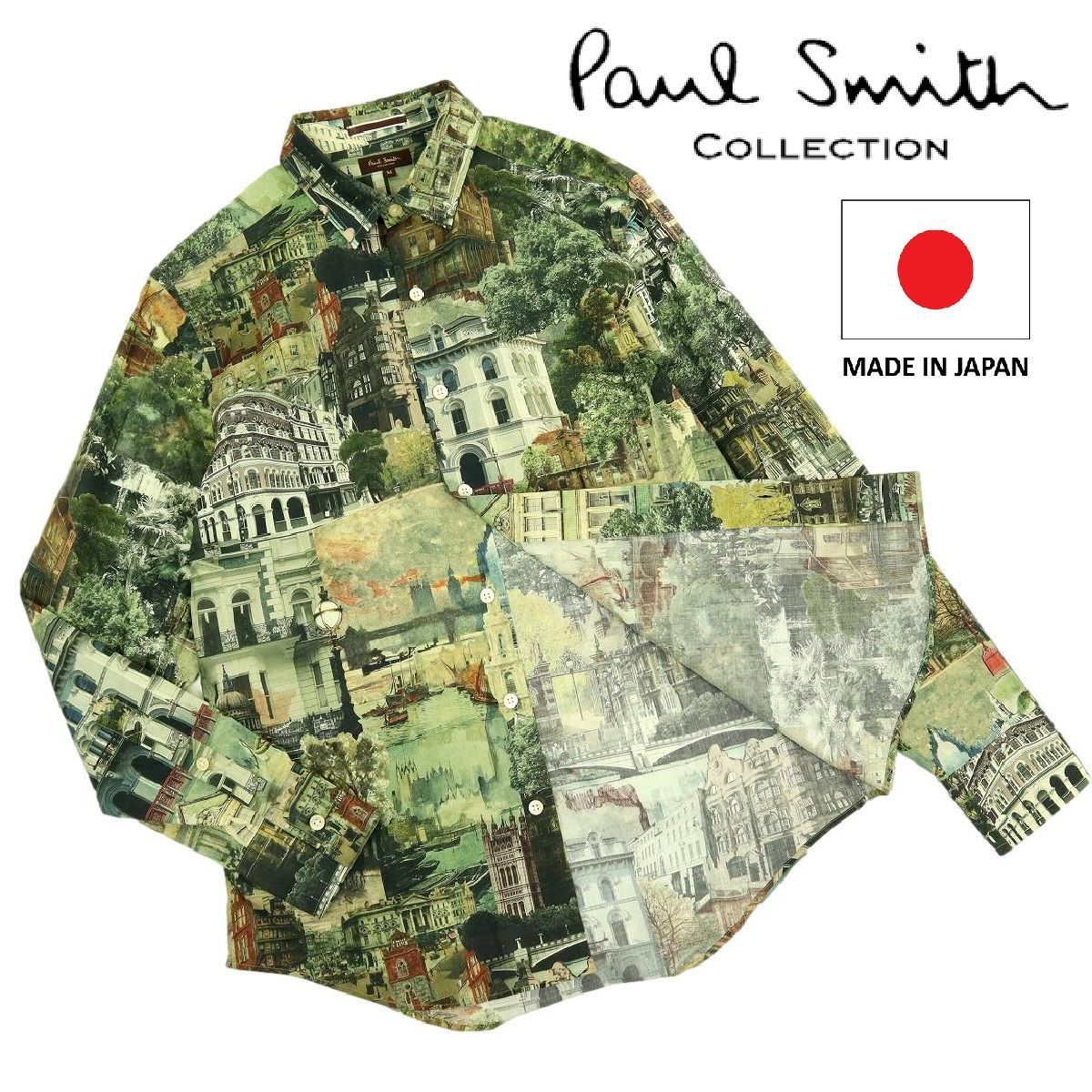 S3561 日本製 Paul Smith COLLECTION ポールスミスコレクション 長袖シャツ ロンドンプリントシャツ 204381 サイズM