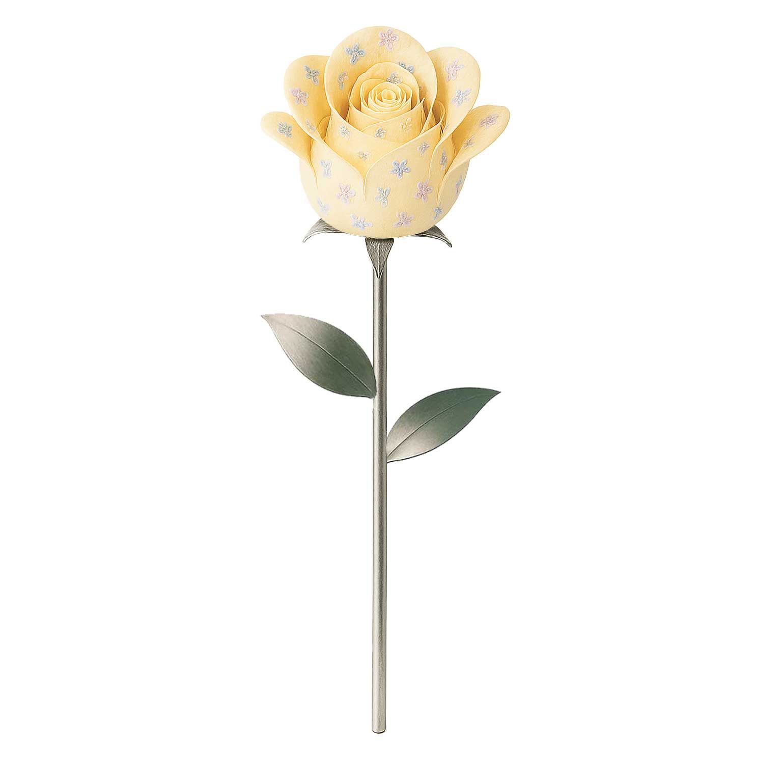 ステンレス製バラ　クリーム色×花柄　1輪 ステンレス製バラ クリーム色×花柄 1輪 1輪のバラ プレゼント 1