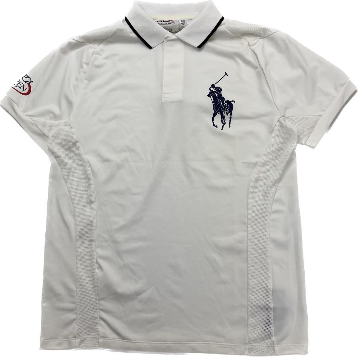 RLX  RALPH LAUREN ビッグポニー 速乾 脇メッシュ ホワイト ポロシャツ 半袖 S 春夏 スポーツ ストリート 古着 ラルフローレンS2289