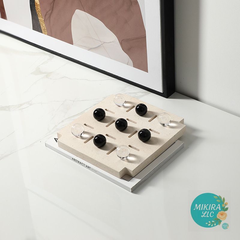 モダンスタイル侘寂スタイルおしゃれな九珠棋盘大理石インテリアオブジェ展厅オフィス室コーヒーテーブル桌面设计感装飾インテリアオブジェ