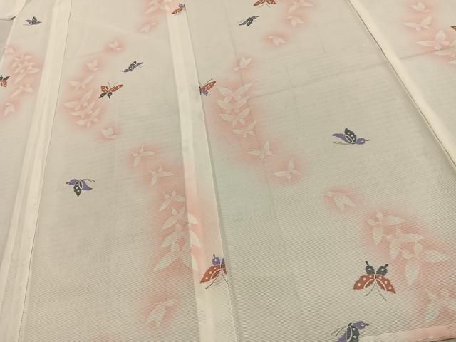 平和屋着物▽小紋 単衣 舞蝶文 洗える着物 AAAZ1636fy