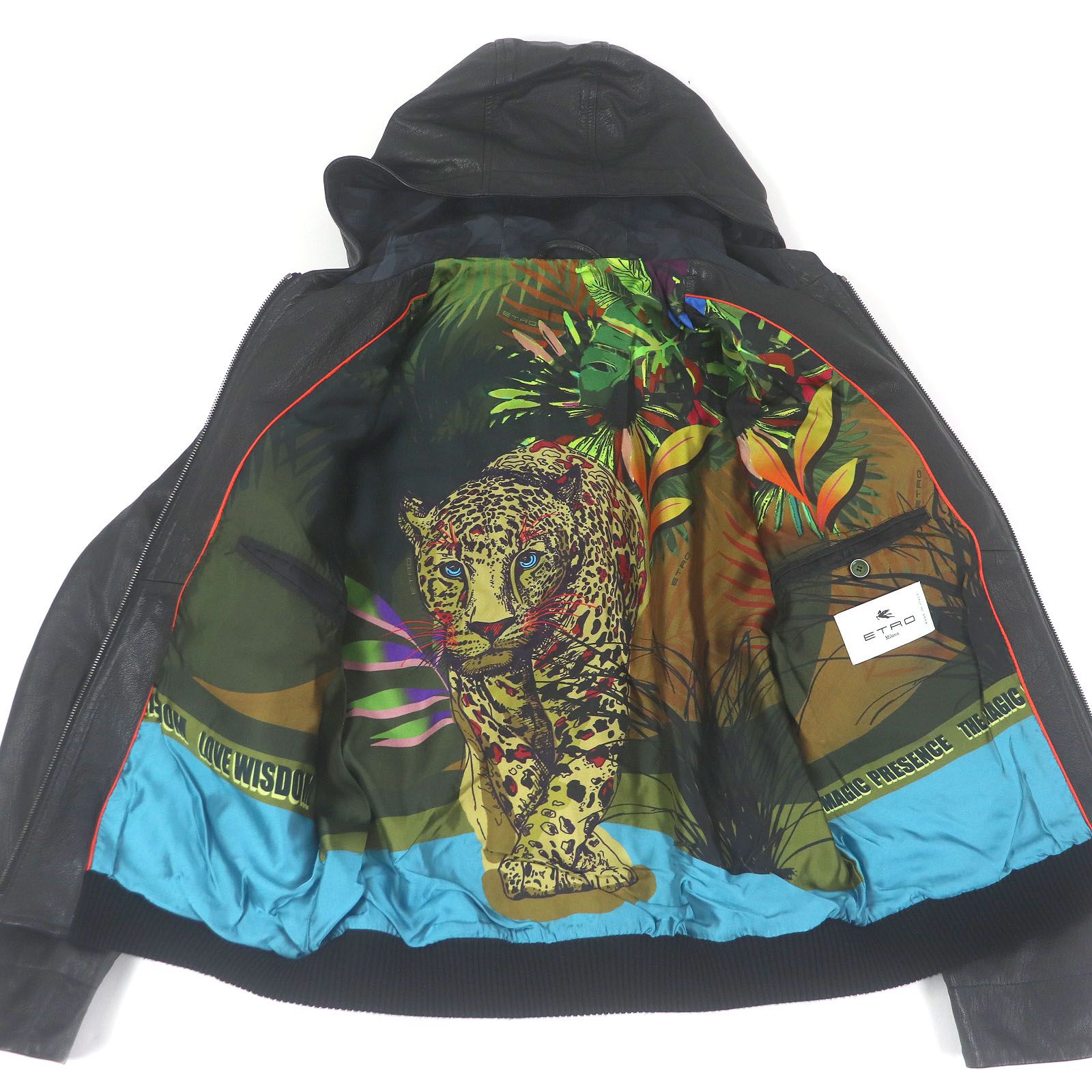 エトロ　ナイロンジャケット美品 極美品□ETRO エトロ 22SS ナイロン切替 ヤギ革 フーデッド