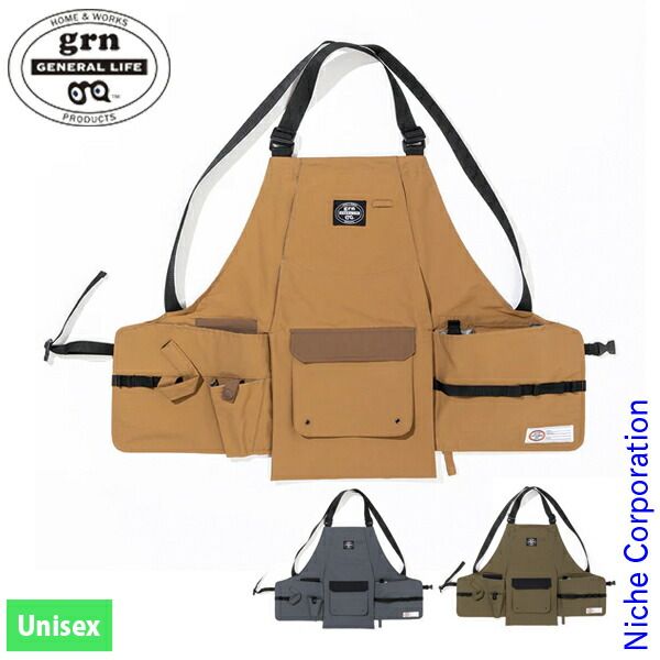 grnジェネラルライフ ガーデンワーク エプロン GN2249Q GY グレー