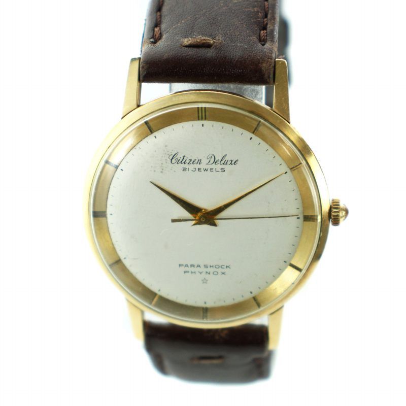 シチズン CITIZEN DELUXE PARA SHOCK PHYNOX パラショック フィノックス デラックス 腕時計 ウォッチ 21石 自動巻き 14KGF 白文字盤 ゴールド色 1507085 GY18 /MQ