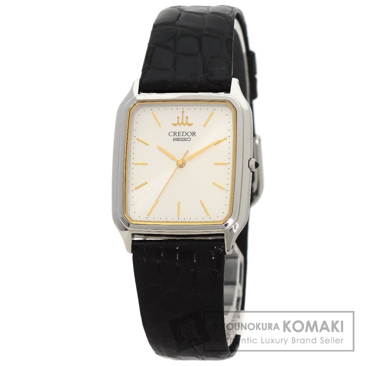 SEIKO セイコー 8J81-5020 クレドール スクエアフェイス 腕時計 SS 革 