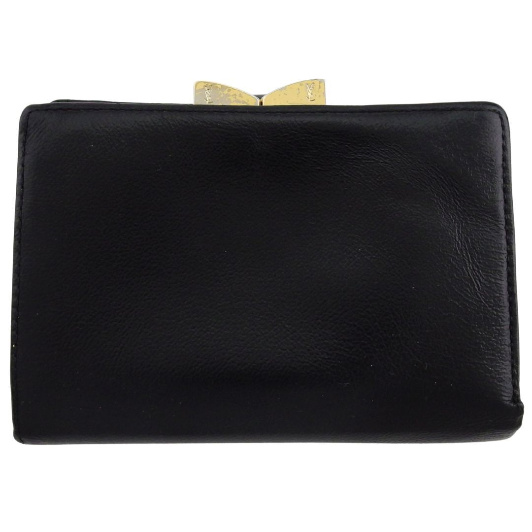 サンローラン SAINT LAURENT 二つ折り財布 YSLロゴプレート ブラック  